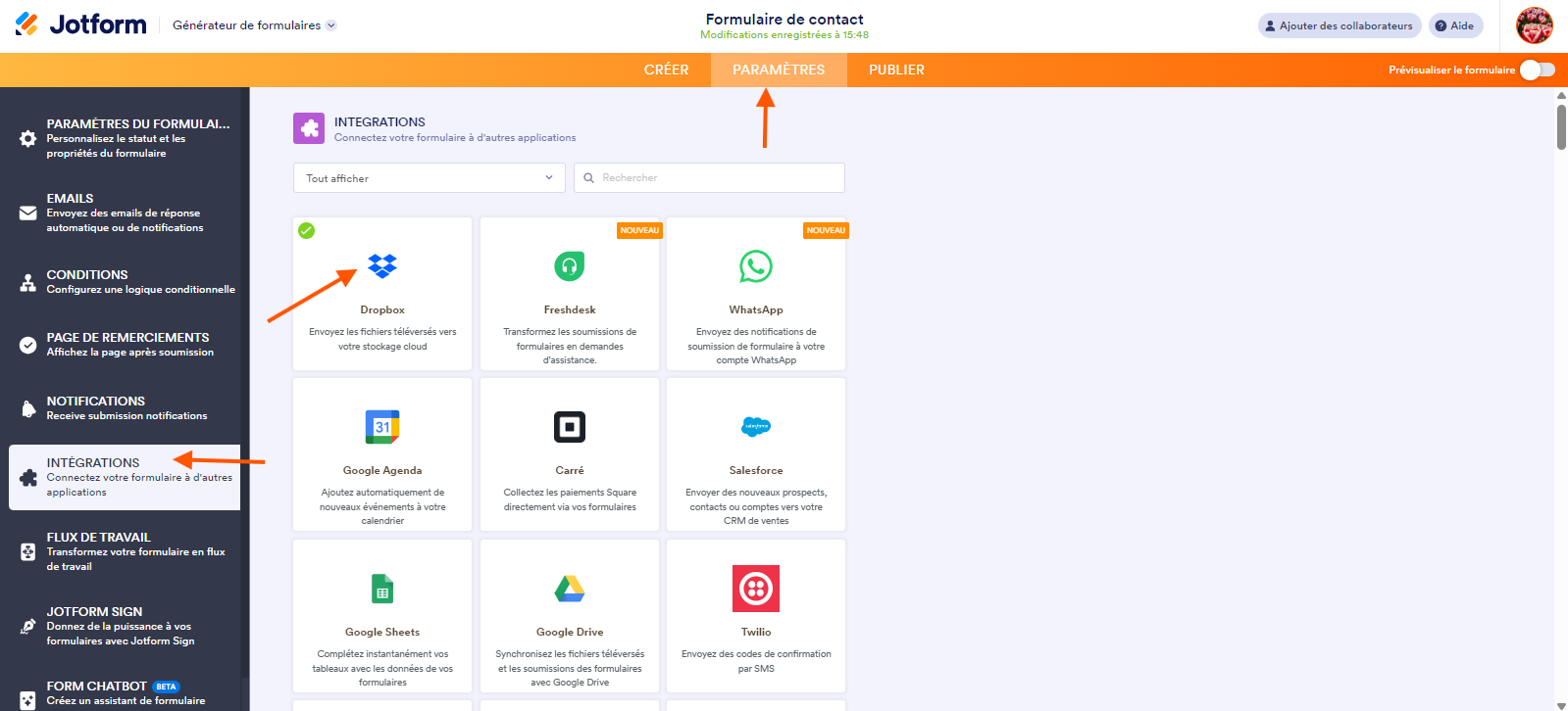 Comment configurer des sous-dossiers dans Dropbox à l'aide du widget ID unique Image-1