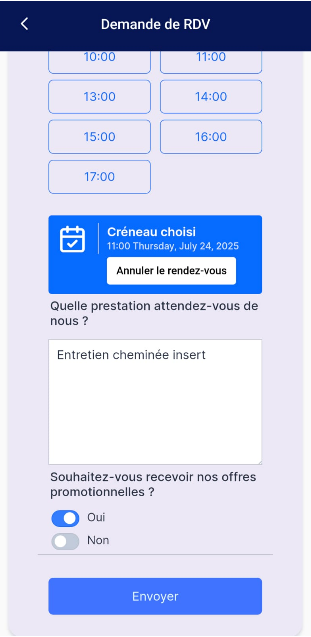 Capture d'écran du formulaire pour modification dans Jotform Mobile