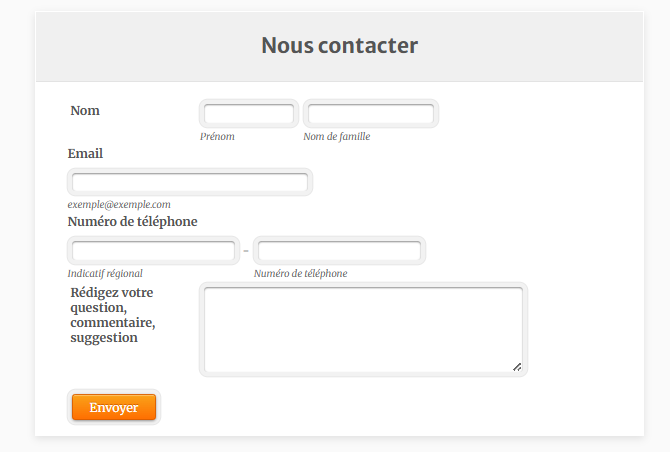 Capture d'écran du même formulaire avec le thème Élégant