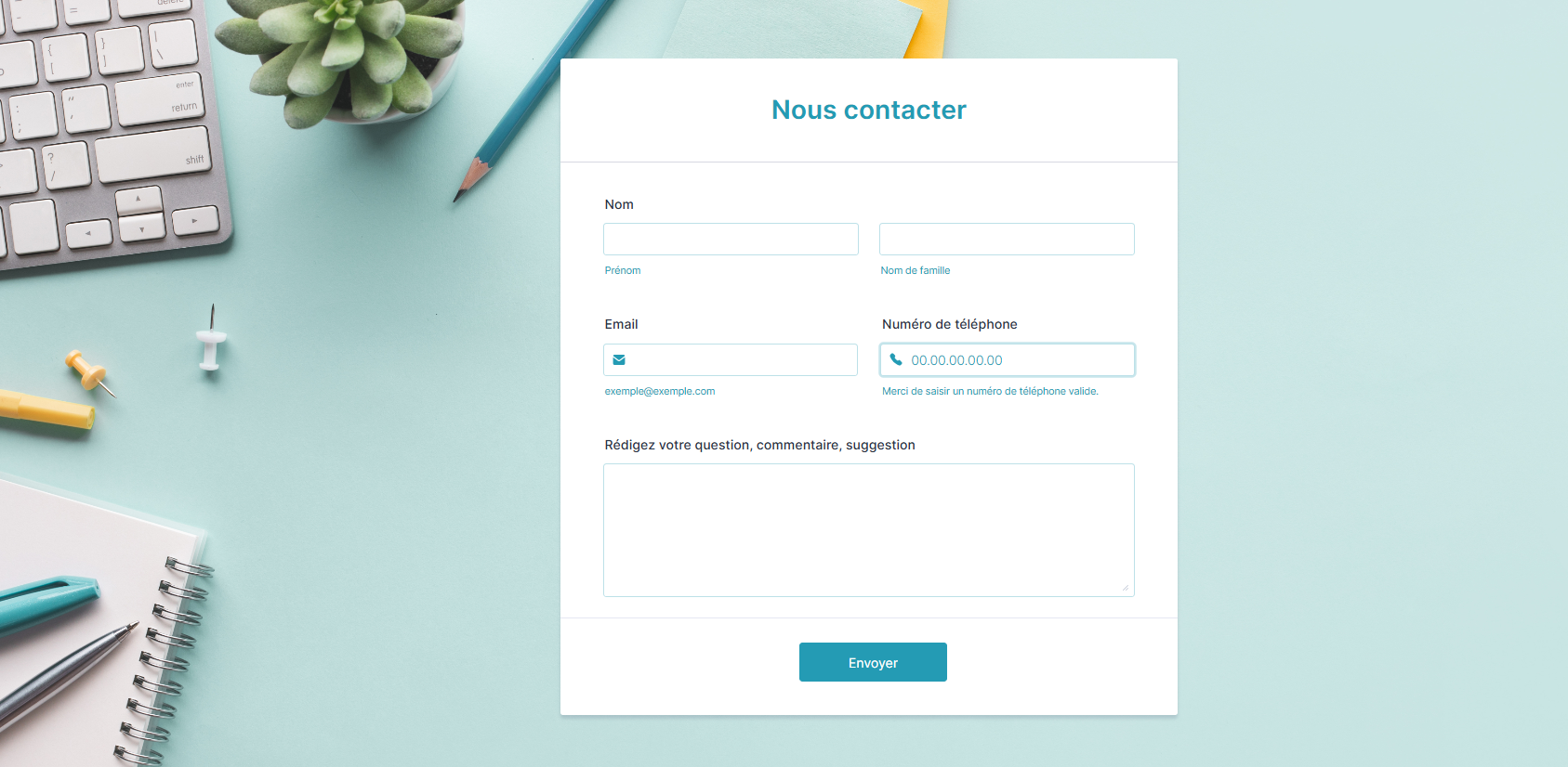 Capture d'écran du même formulaire avec le thème Bureau