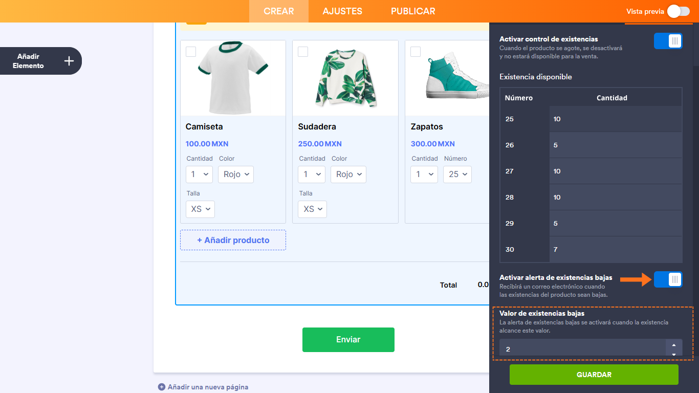 Cómo habilitar y gestionar el inventario de productos en los campos de pago Image-3