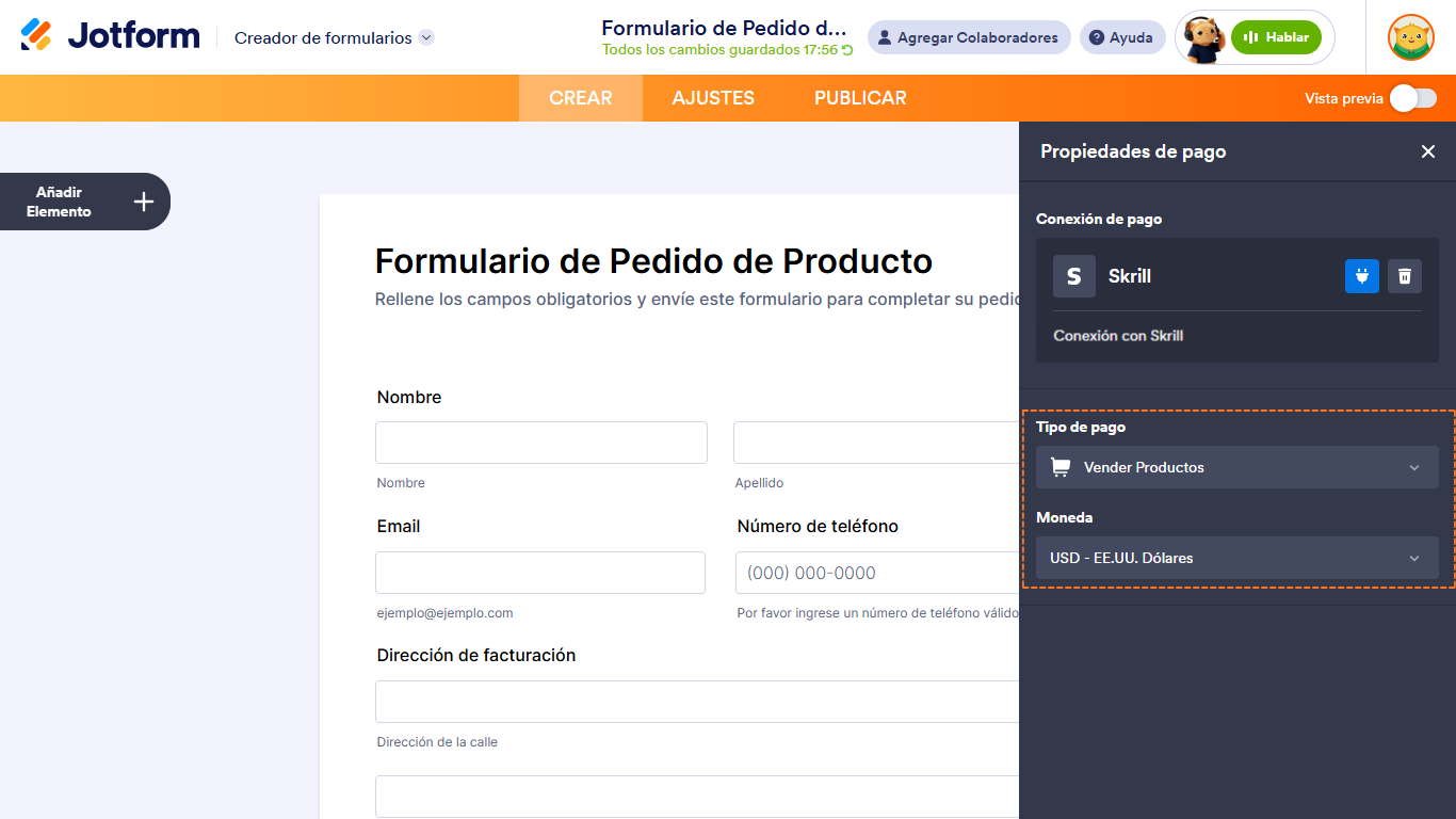 Cómo integrar Skrill con Jotform Image-3