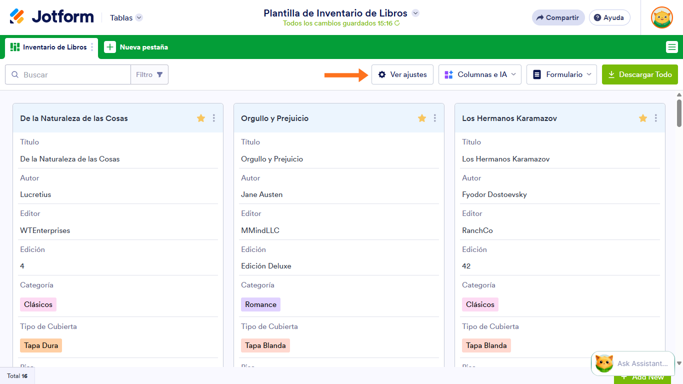 Cómo cambiar el tipo de vista en Jotform Tablas Image-2