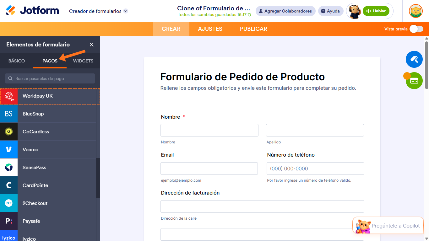 Cómo integrar Worldpay UK con Jotform Image-1