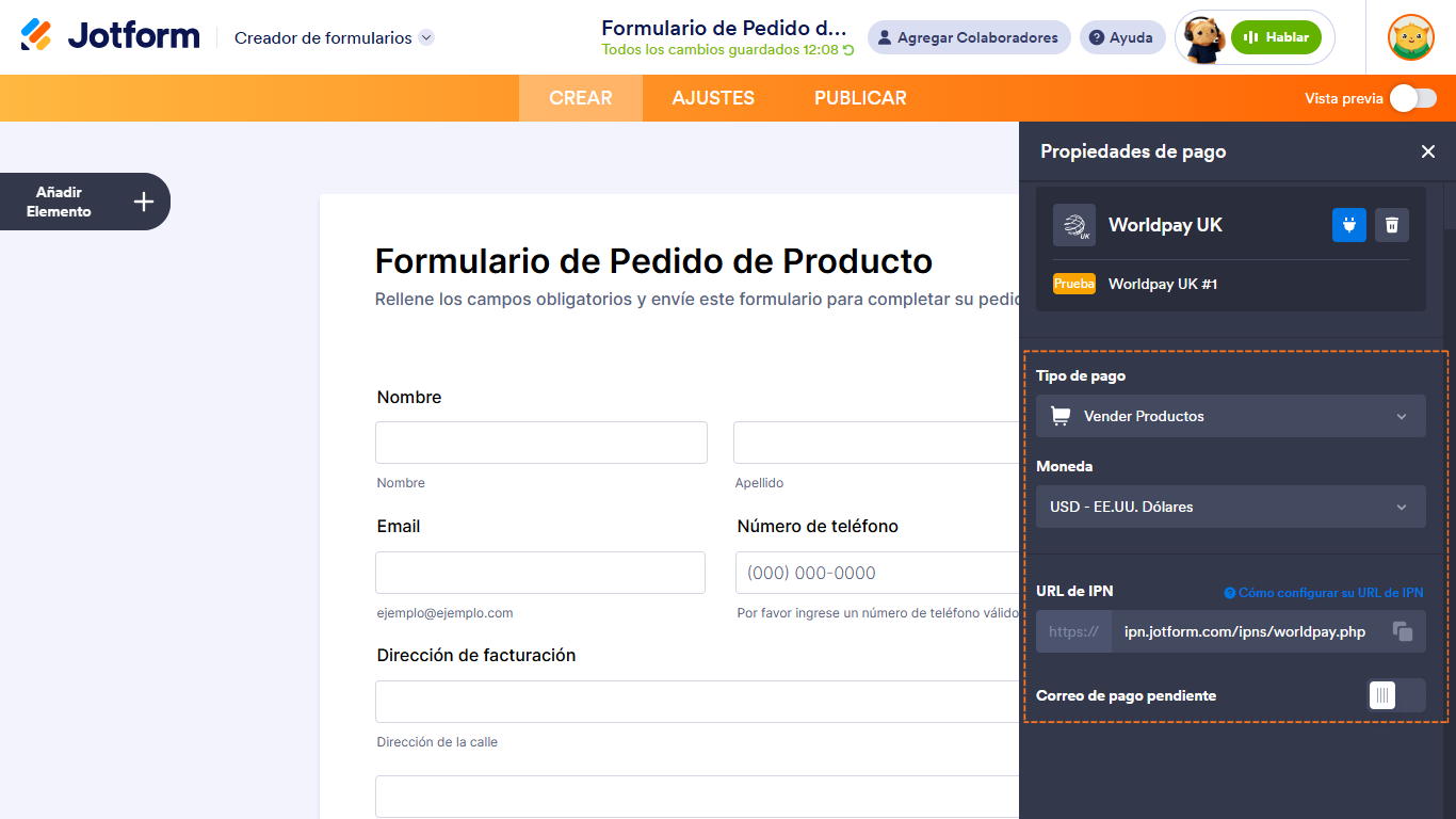 Cómo integrar Worldpay UK con Jotform Image-2