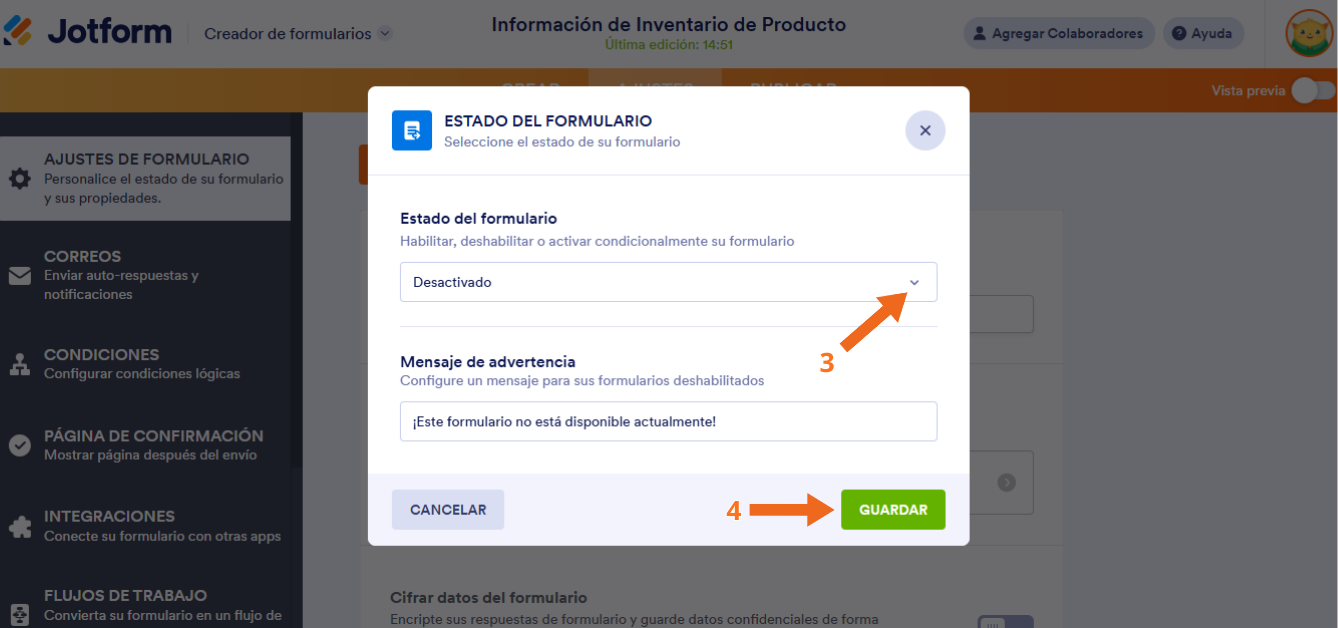 Cómo habilitar o deshabilitar un formulario Image-4