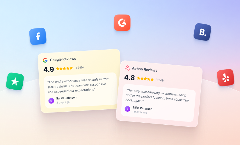 Colete e exiba avaliações do Google, Yelp, Airbnb e mais com os widgets de avaliações da Jotform