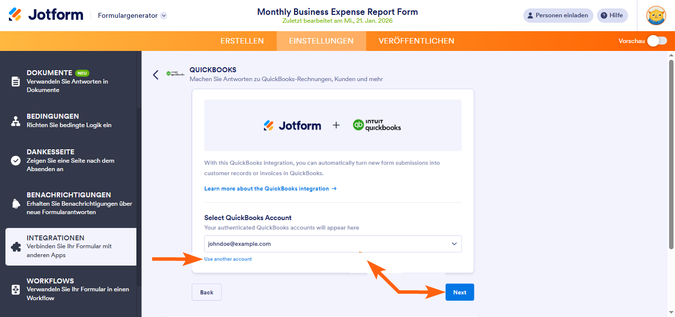 Wie Sie eine Rechnung mit der QuickBooks-Integration von Jotform erstellen Image-5