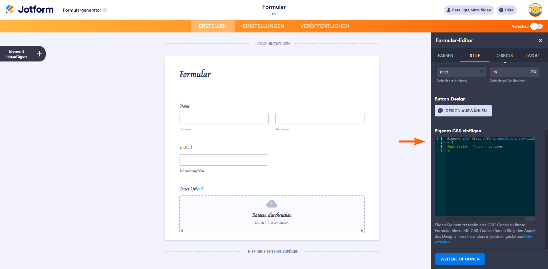So verwenden Sie Google Fonts und benutzerdefinierte Schriftarten in Jotform Image-3