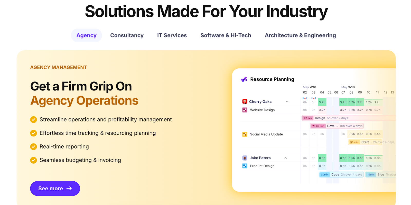 Screenshot of Productive's landing page