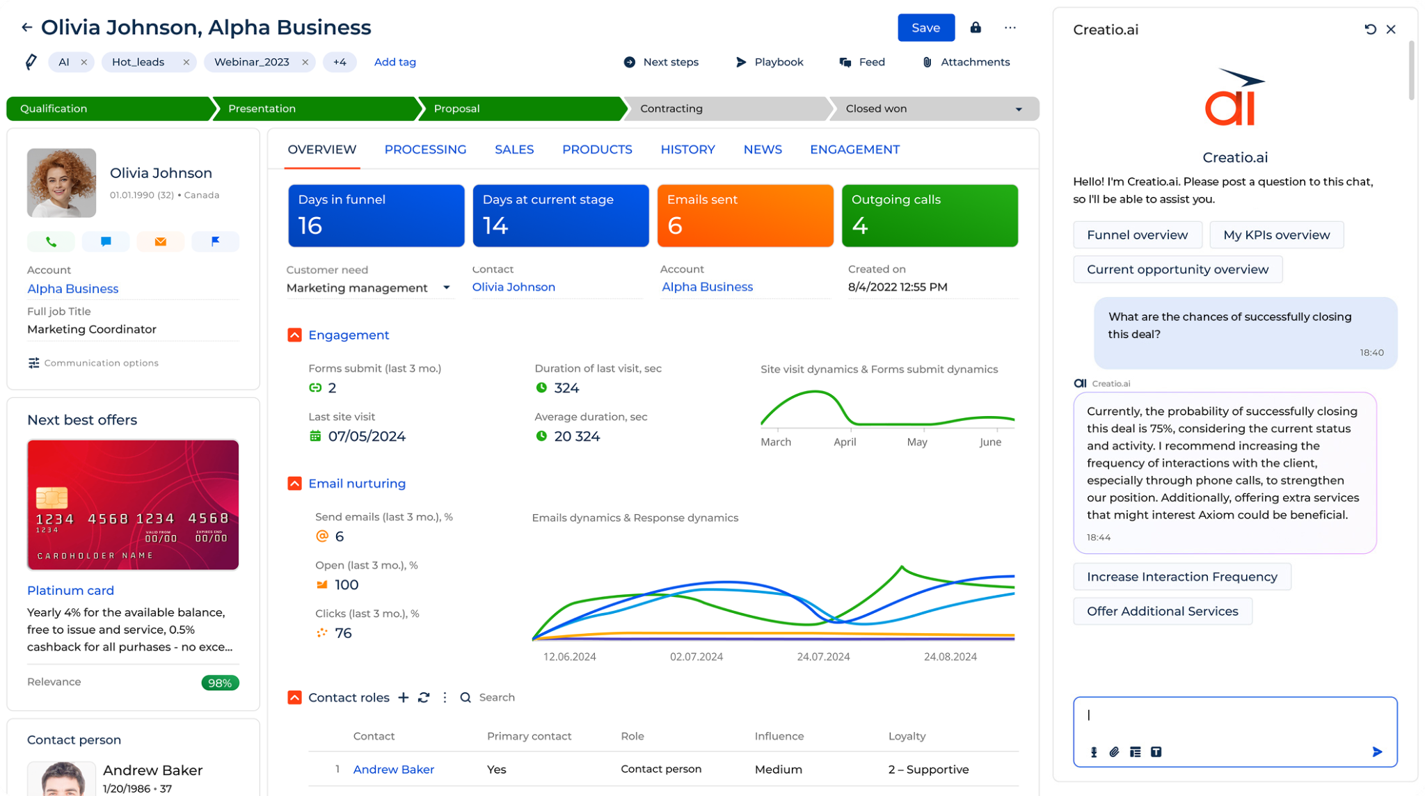 Creatio CRM User Interface