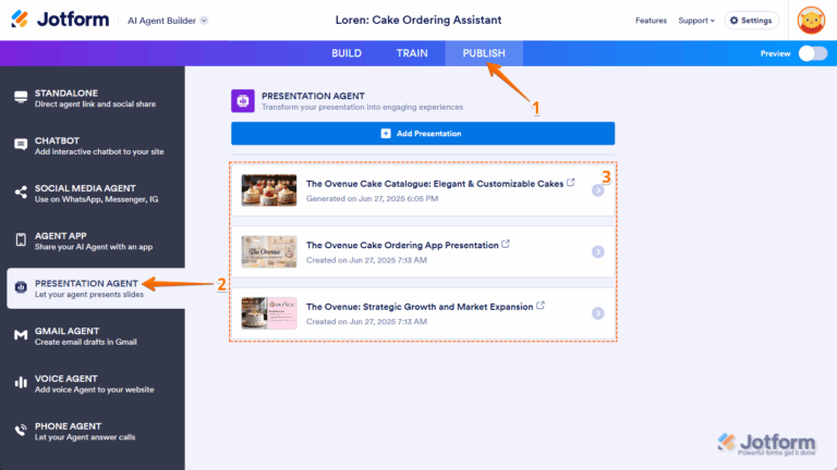How to Set Up Your Presentation Agent to Ask a Question After a Slide