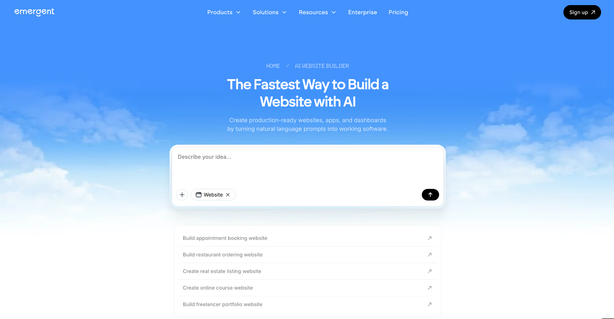 Emergent AI Website Builder Landing Page