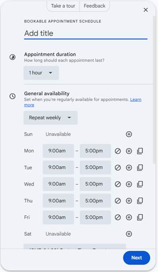 Google Calendar Appointment Schedule