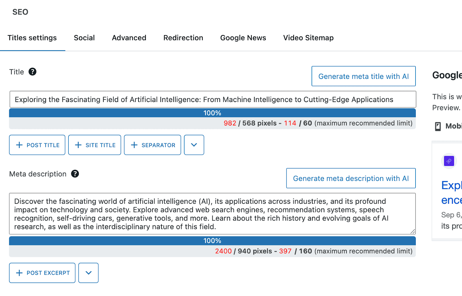 Generate SEO metadata with AI and SEOPress