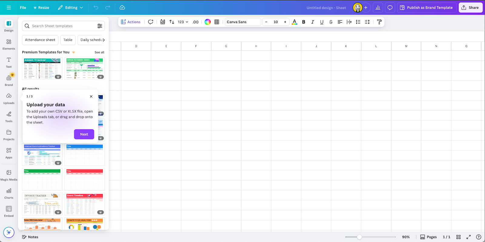 canva user interface example