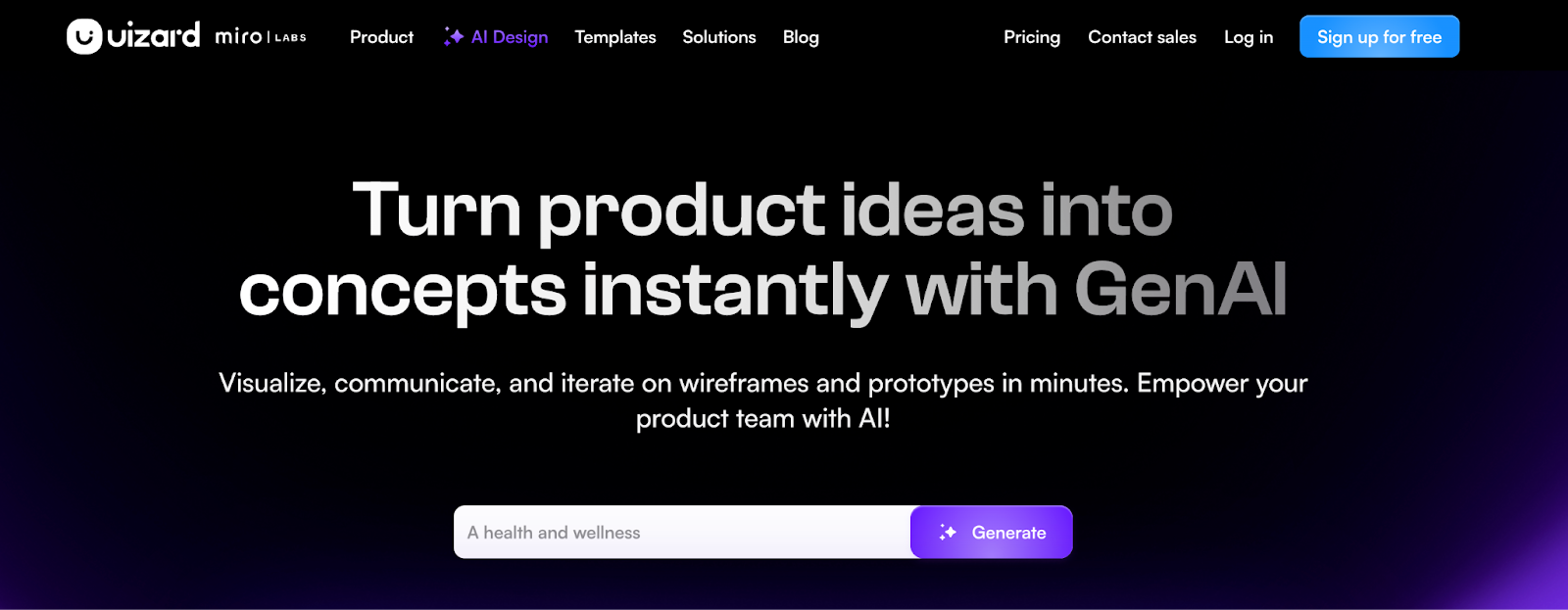 Viewing the Uizard Landing Page