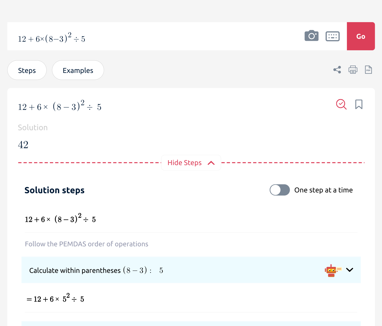 User Interface of Symbolab