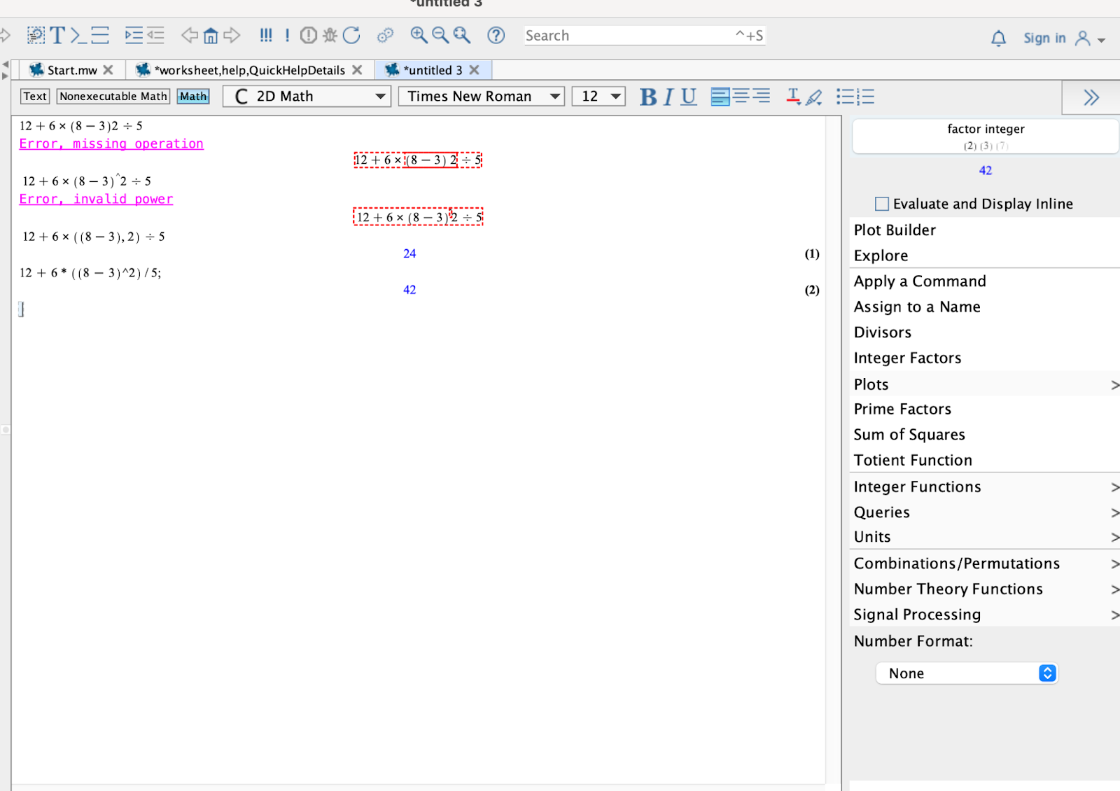 User Interface of Maple