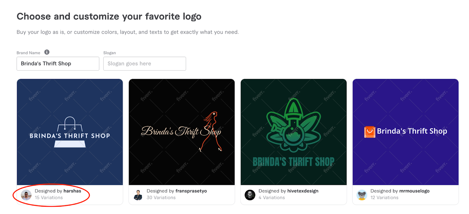 Fiverr Logo Maker Suggested Logos