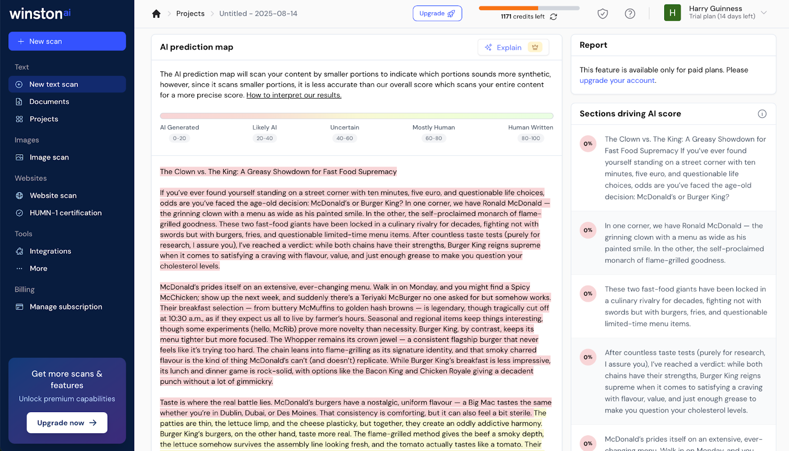 screenshot of Winston user interface