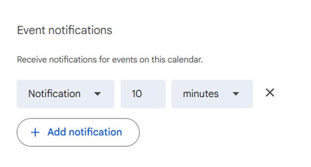 Google Calendar Event Notifications