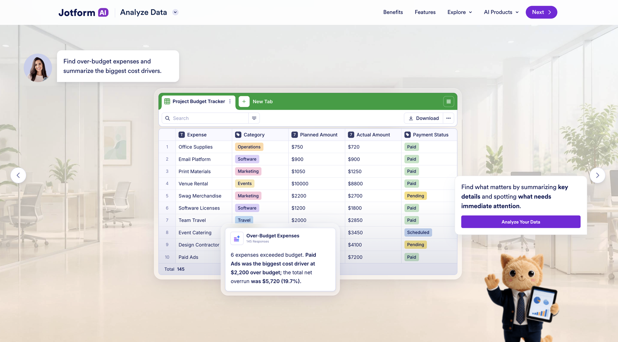 Viewing how the AI Data Assistant shows data insights