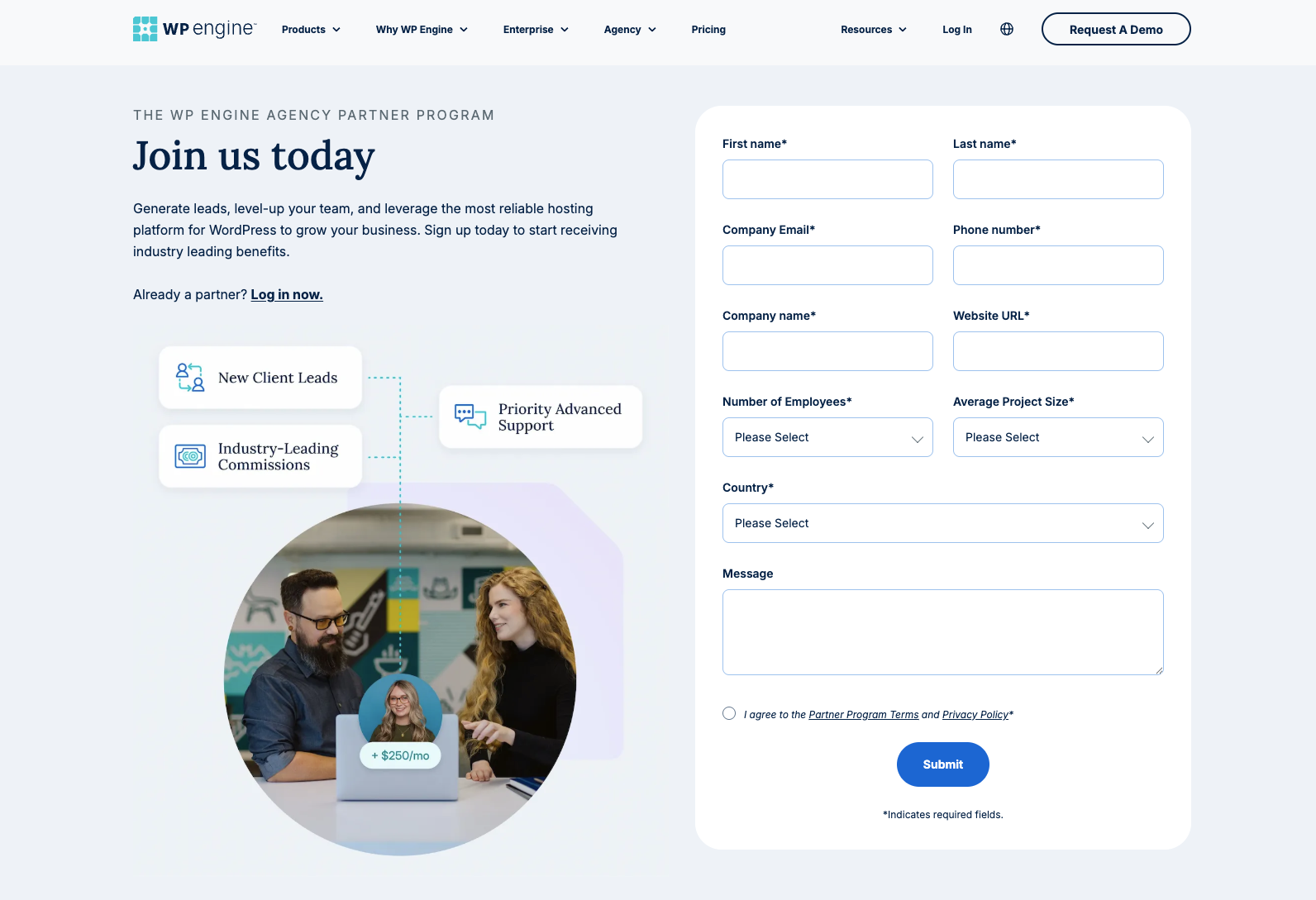 screenshot of WP Engine agency partner program