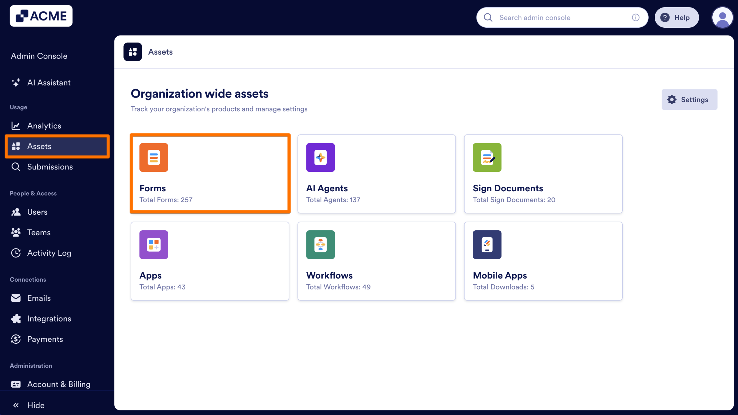 How to Show or Hide Form Widgets Organization-Wide from the Admin Console Image-1