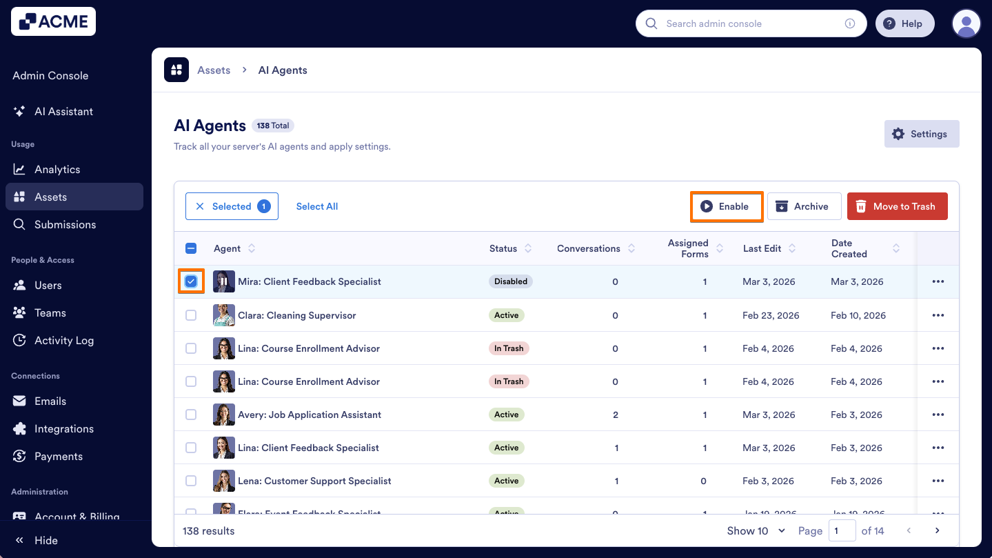 How to Enable or Disable Individual Agents in Your Organization from the Admin Console Image-10