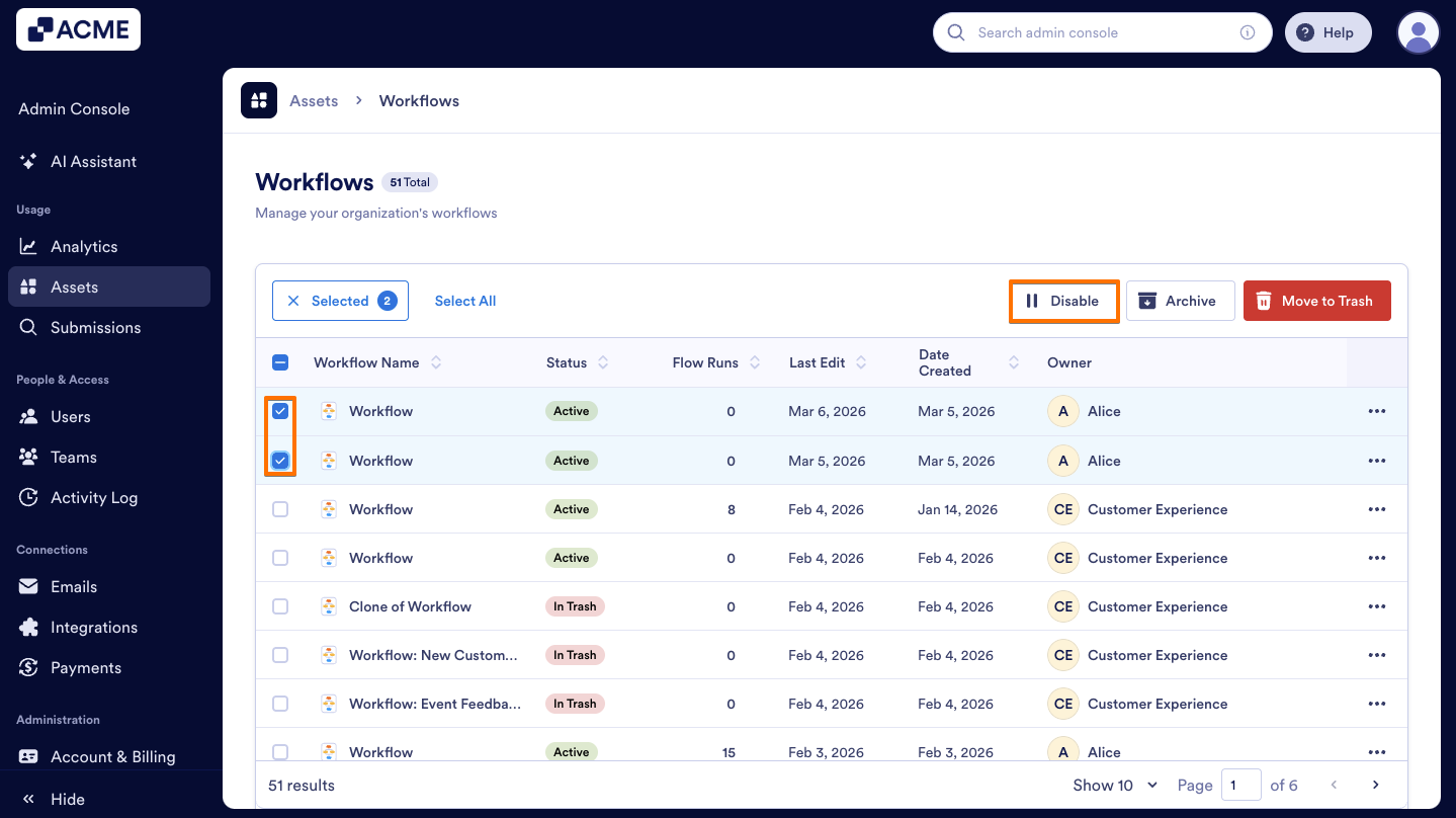 How to Enable or Disable Individual Workflows in Your Organization from the Admin Console Image-10