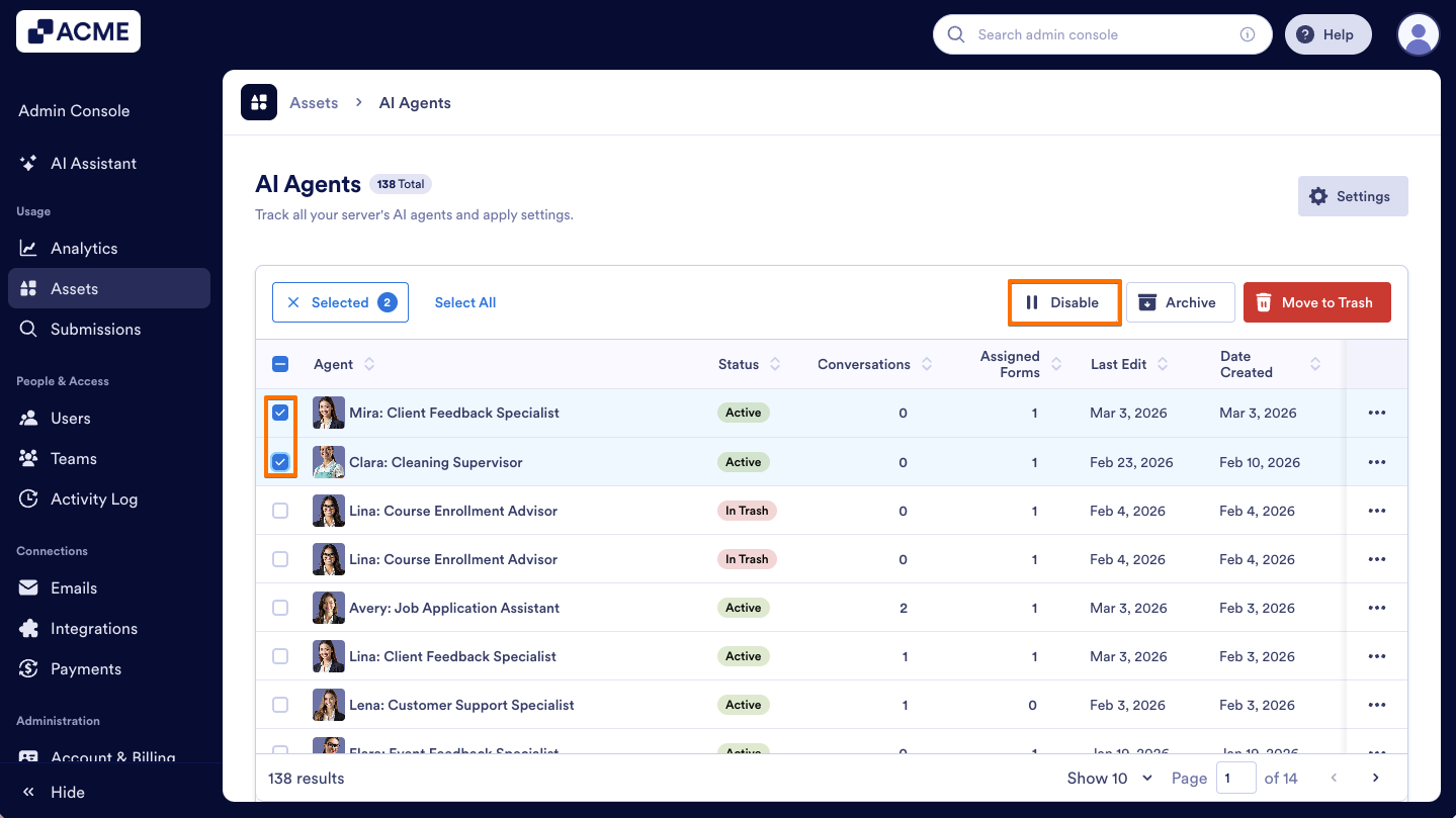 How to Enable or Disable Individual Agents in Your Organization from the Admin Console Image-12