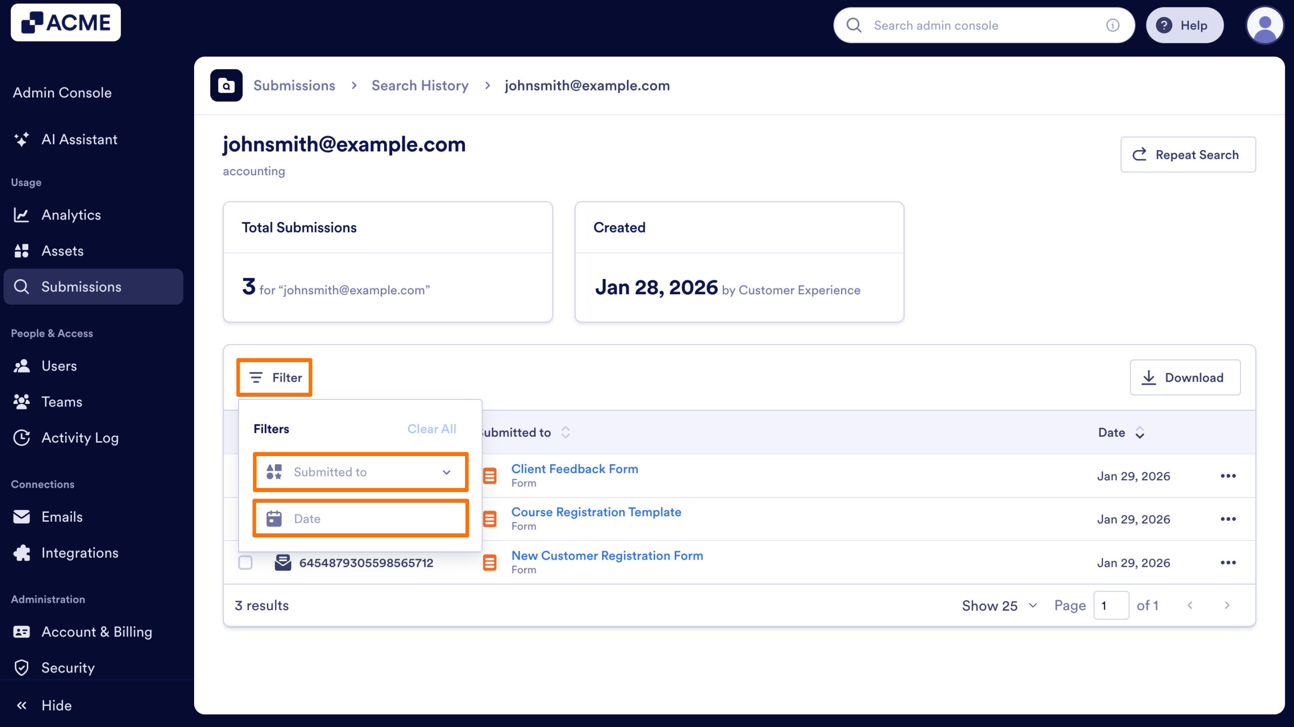 How to Search Organization-Wide Submissions for a Specific Keyword in the Admin Console Image-13