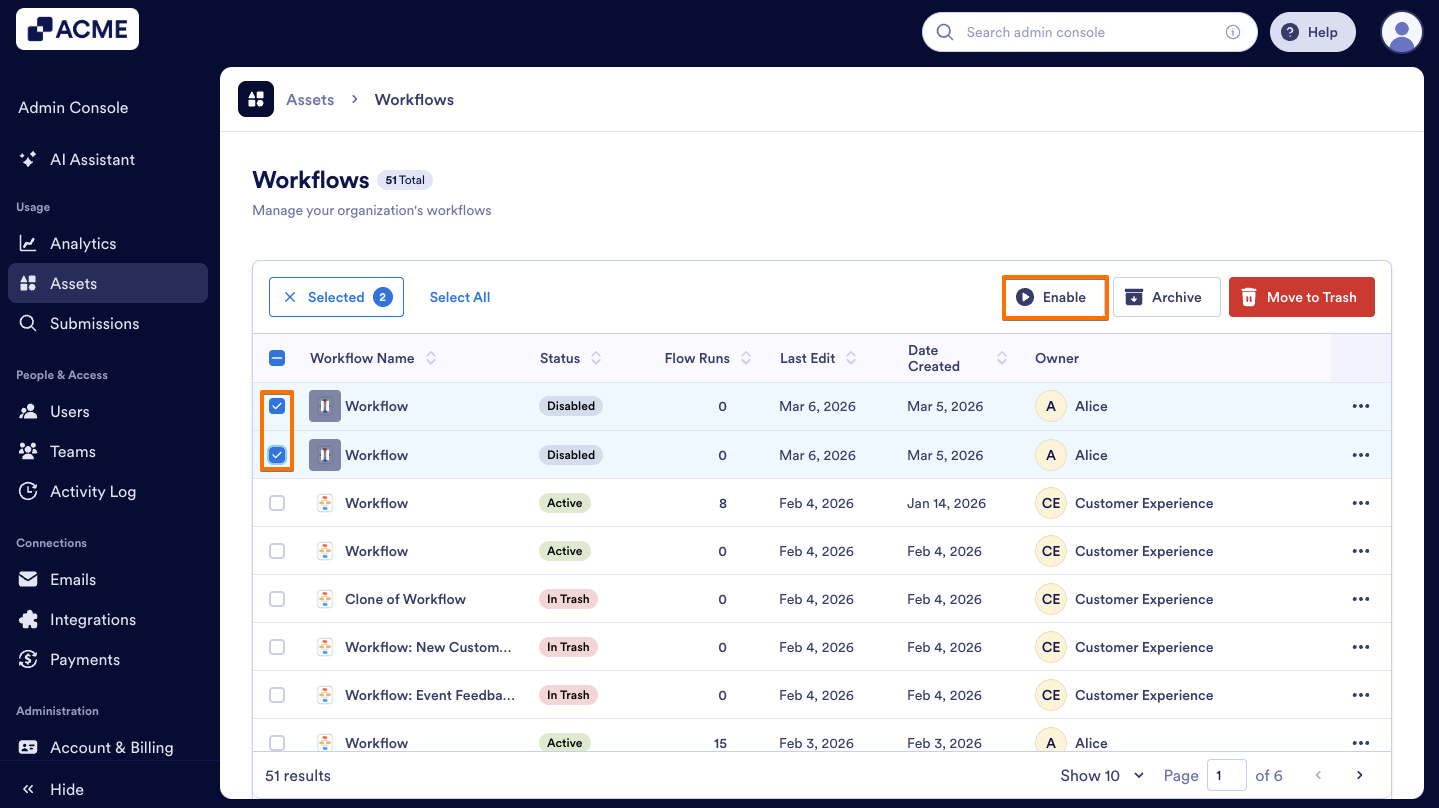 How to Enable or Disable Individual Workflows in Your Organization from the Admin Console Image-12