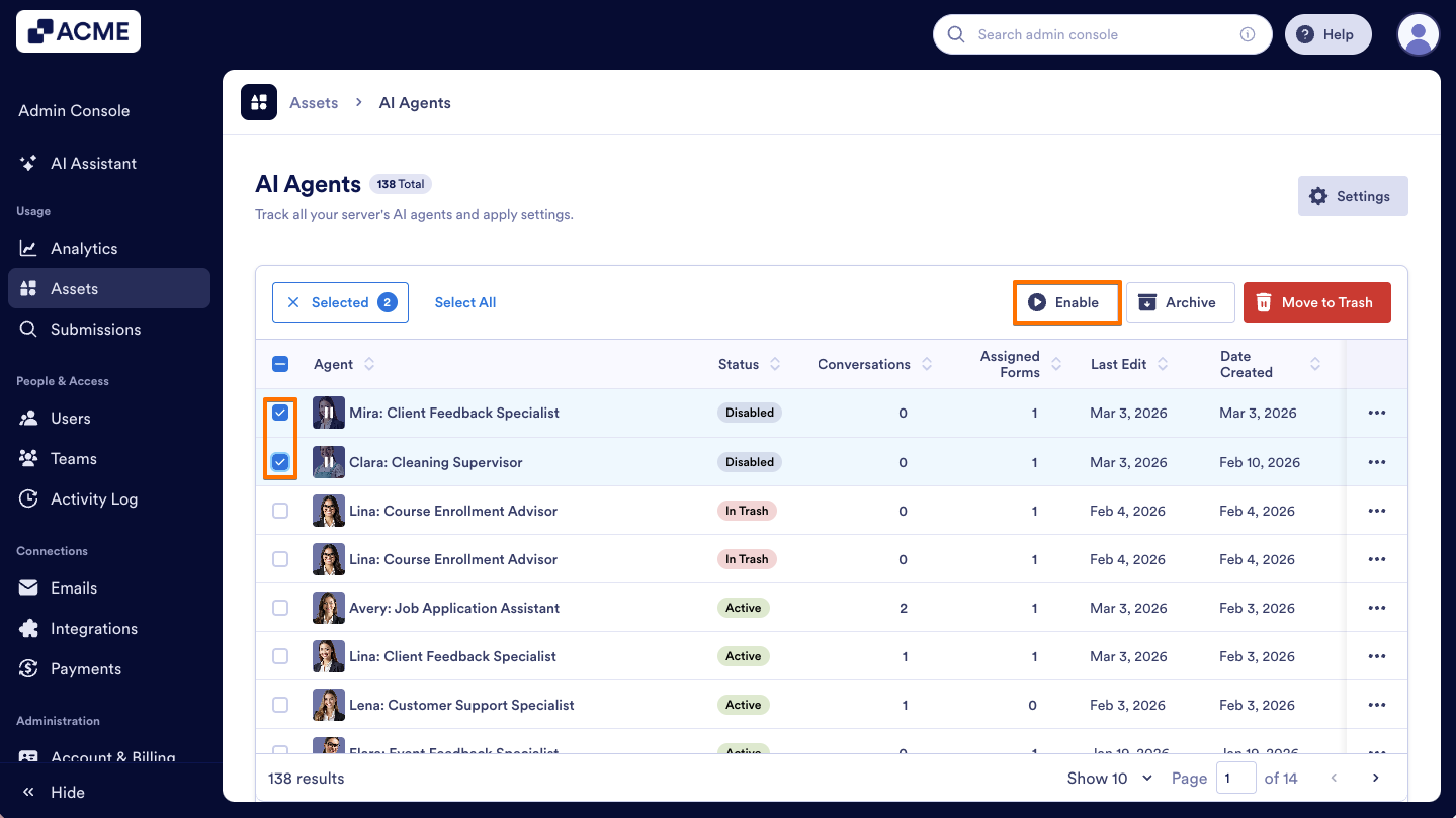 How to Enable or Disable Individual Agents in Your Organization from the Admin Console Image-14