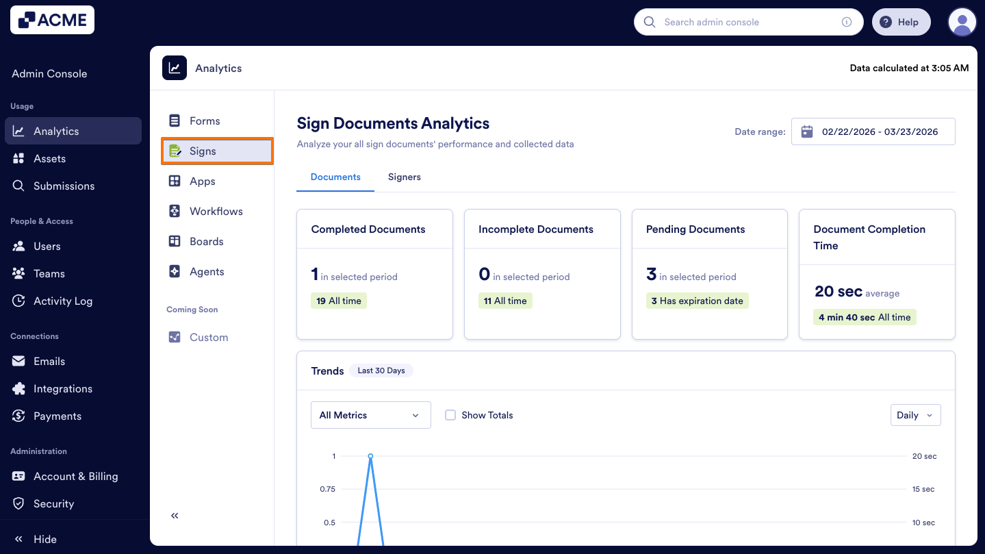 How to Analyze Sign Documents Usage in your Organization from the Admin Console Image-2