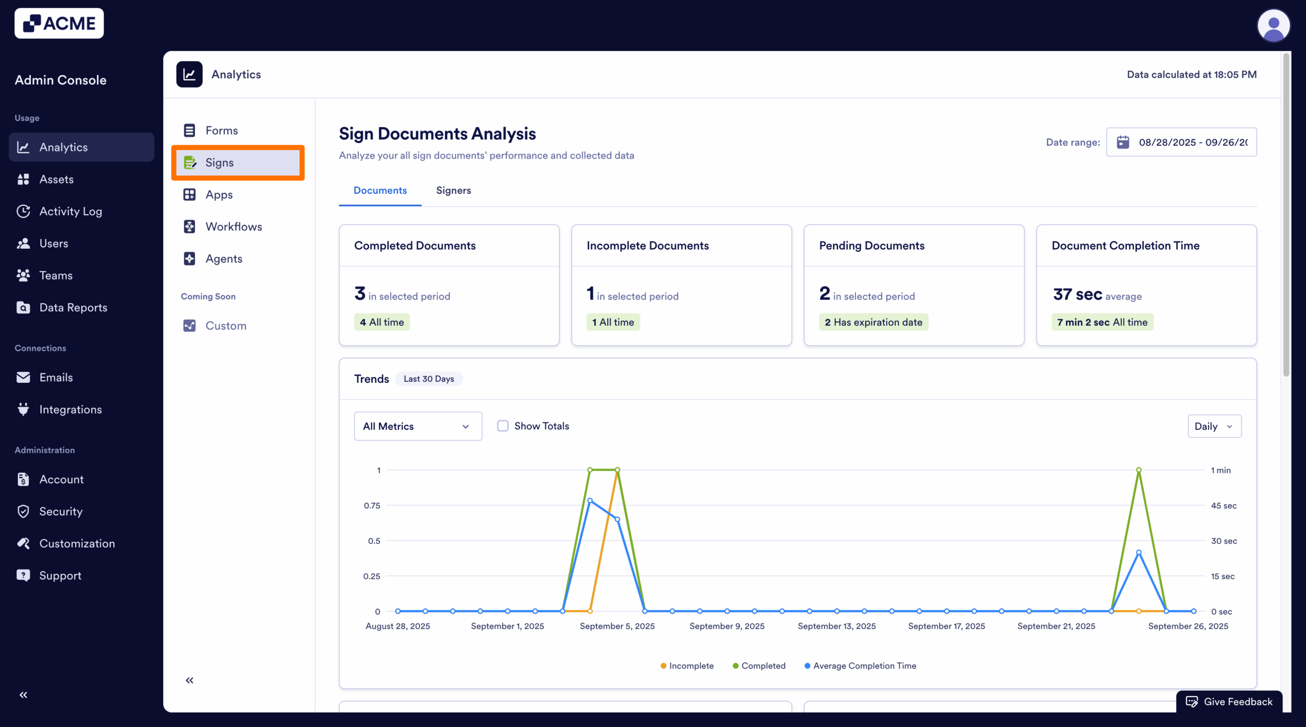 How to Analyze Sign Documents Usage in your Organization from the Admin Console Image-20