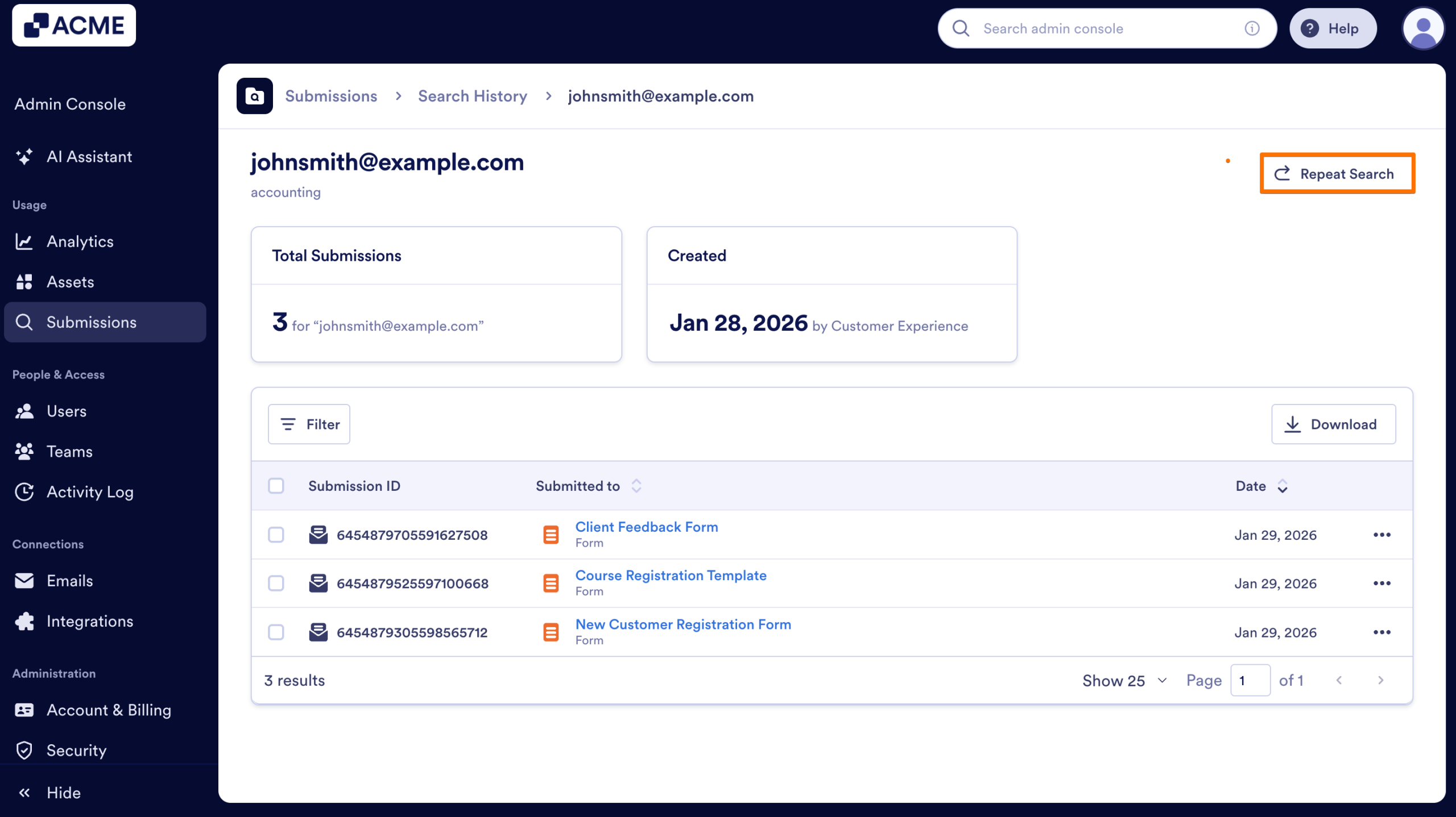 How to Search Organization-Wide Submissions for a Specific Keyword in the Admin Console Image-27