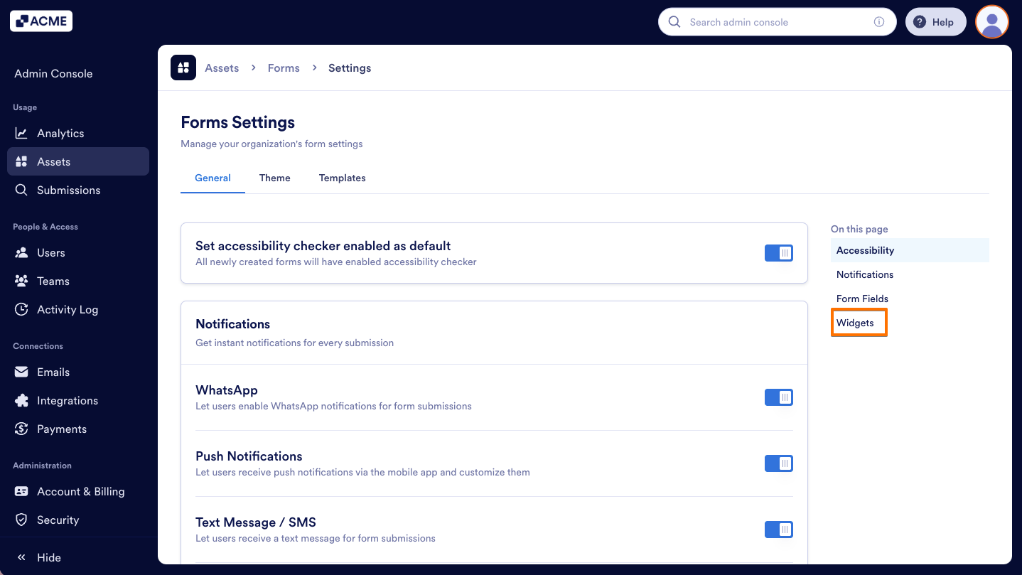 How to Show or Hide Form Widgets Organization-Wide from the Admin Console Image-13