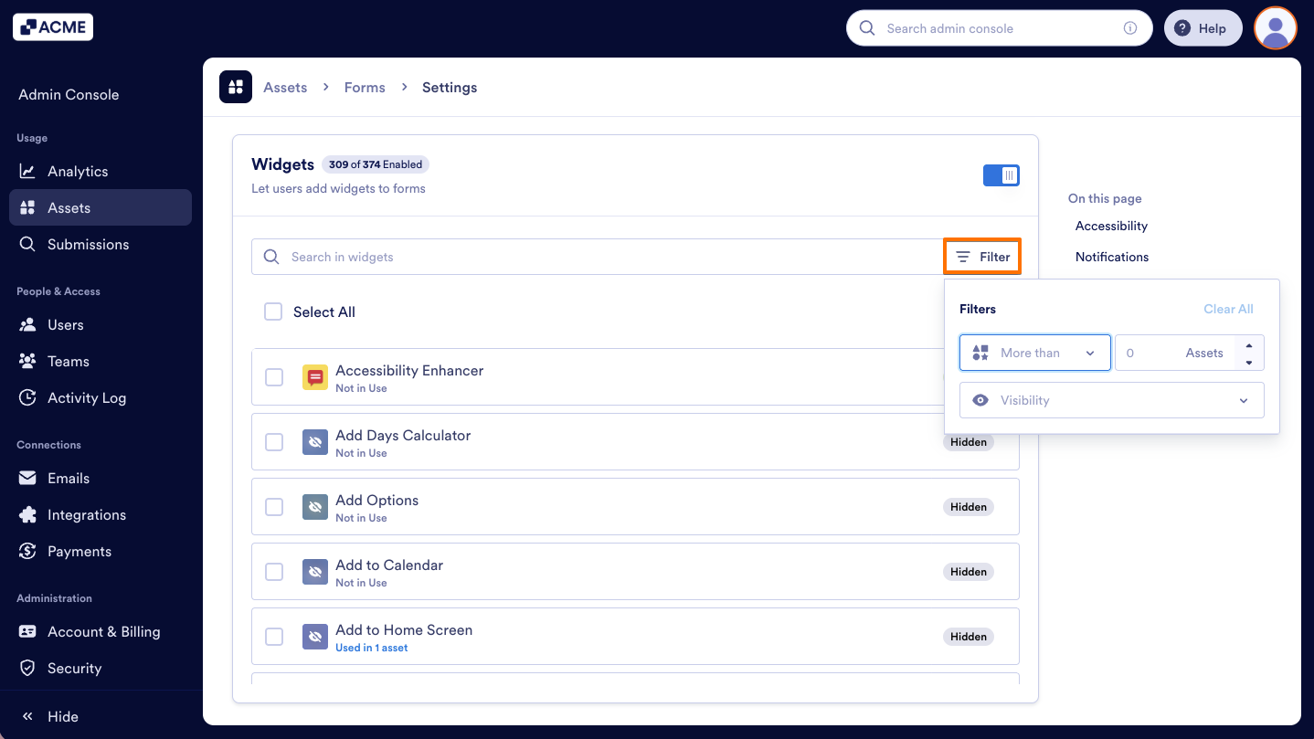 How to Show or Hide Form Widgets Organization-Wide from the Admin Console Image-14