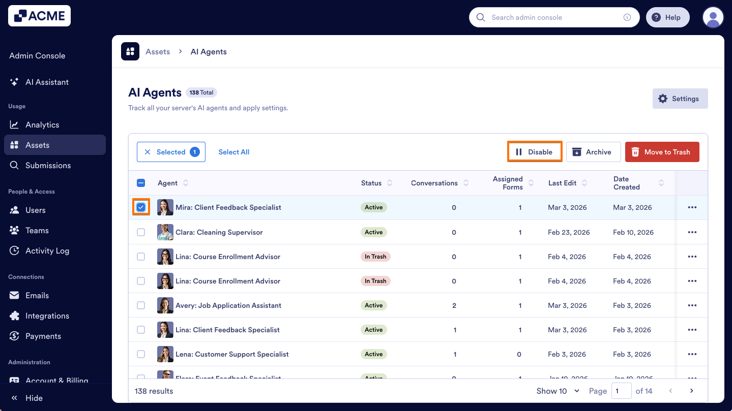 How to Enable or Disable Individual Agents in Your Organization from the Admin Console Image-5