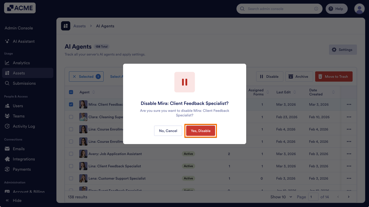 How to Enable or Disable Individual Agents in Your Organization from the Admin Console Image-6