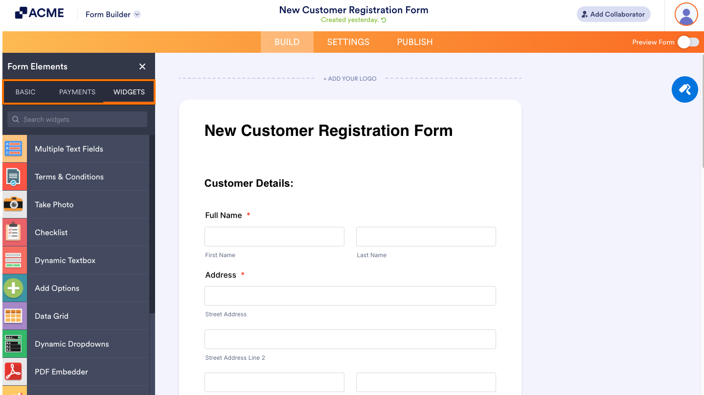 How to Show or Hide Form Widgets Organization-Wide from the Admin Console Image-6