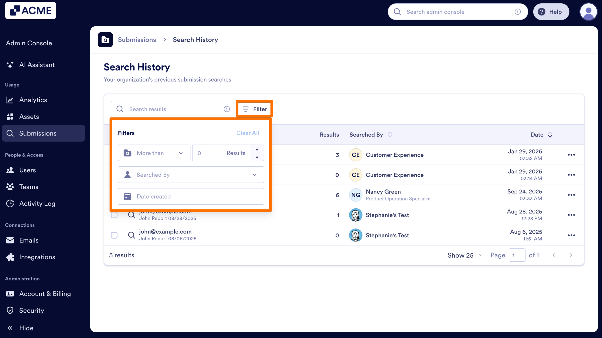 How to Search Organization-Wide Submissions for a Specific Keyword in the Admin Console Image-7