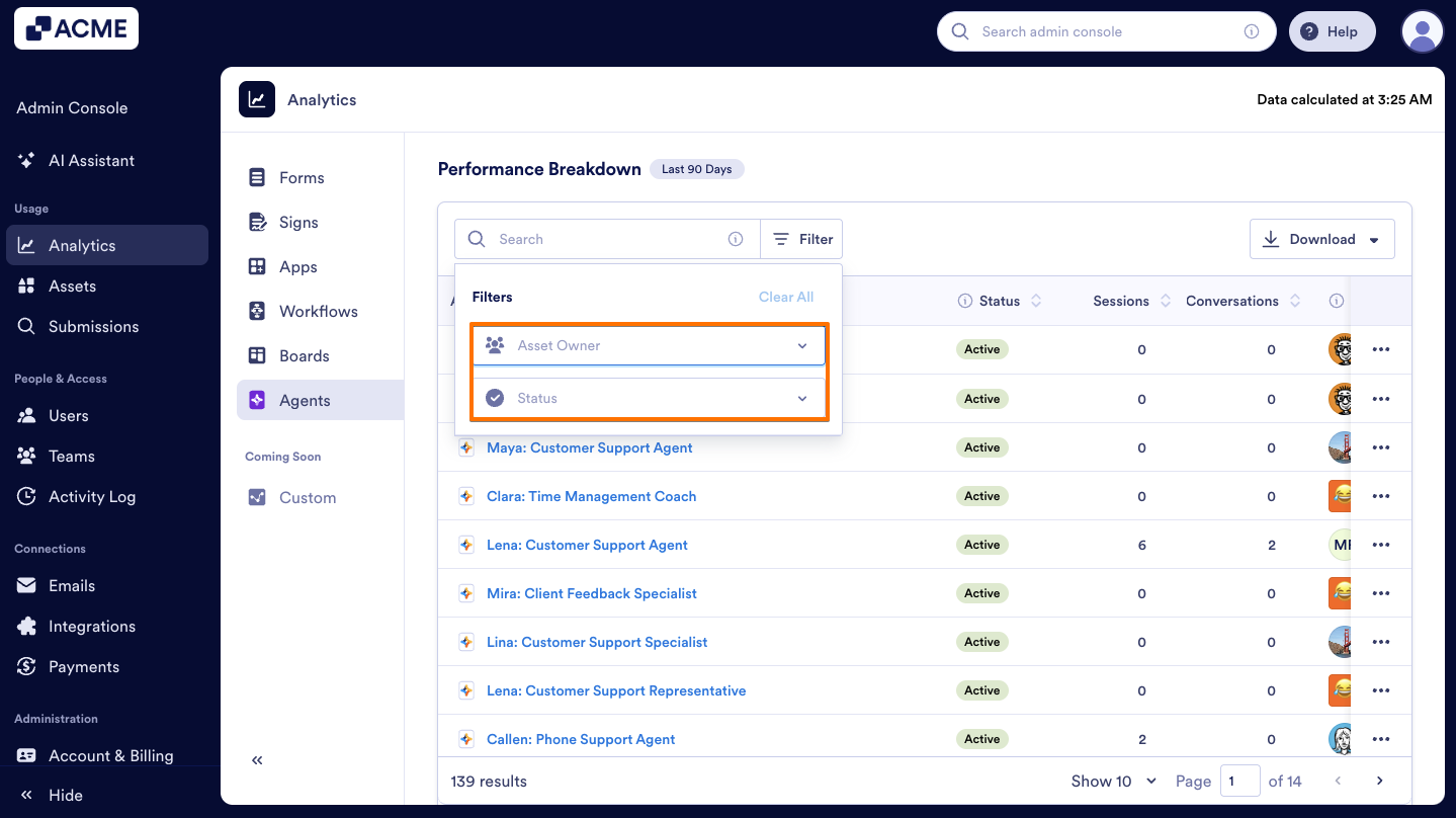 How to Analyze Agents Usage in your Organization from the Admin Console Image-10