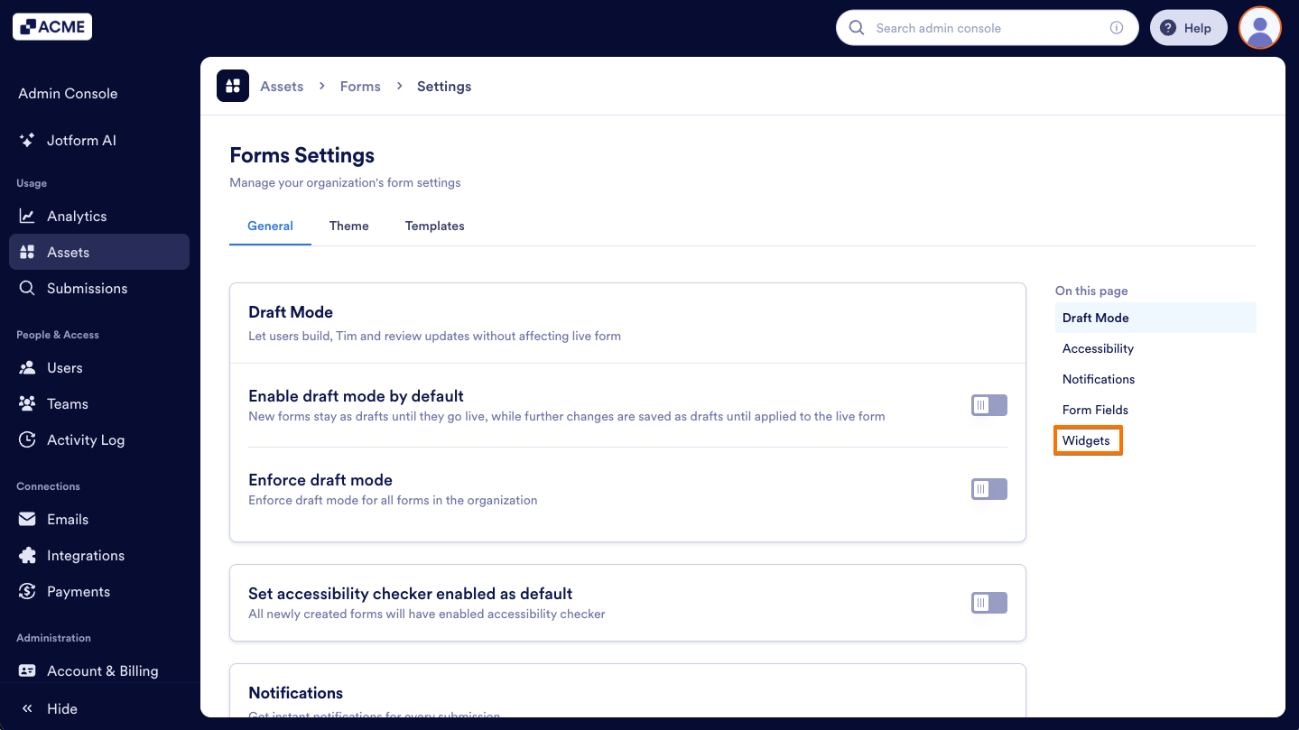 How to Show or Hide Form Widgets Organization-Wide from the Admin Console Image-13