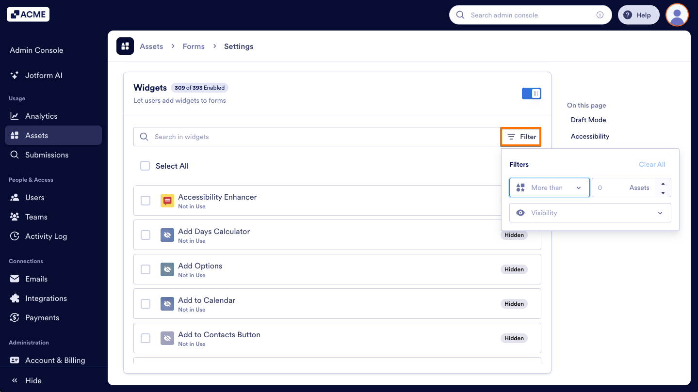 How to Show or Hide Form Widgets Organization-Wide from the Admin Console Image-14