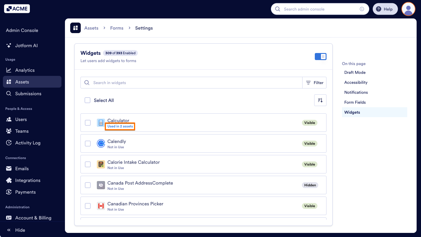 How to Show or Hide Form Widgets Organization-Wide from the Admin Console Image-15