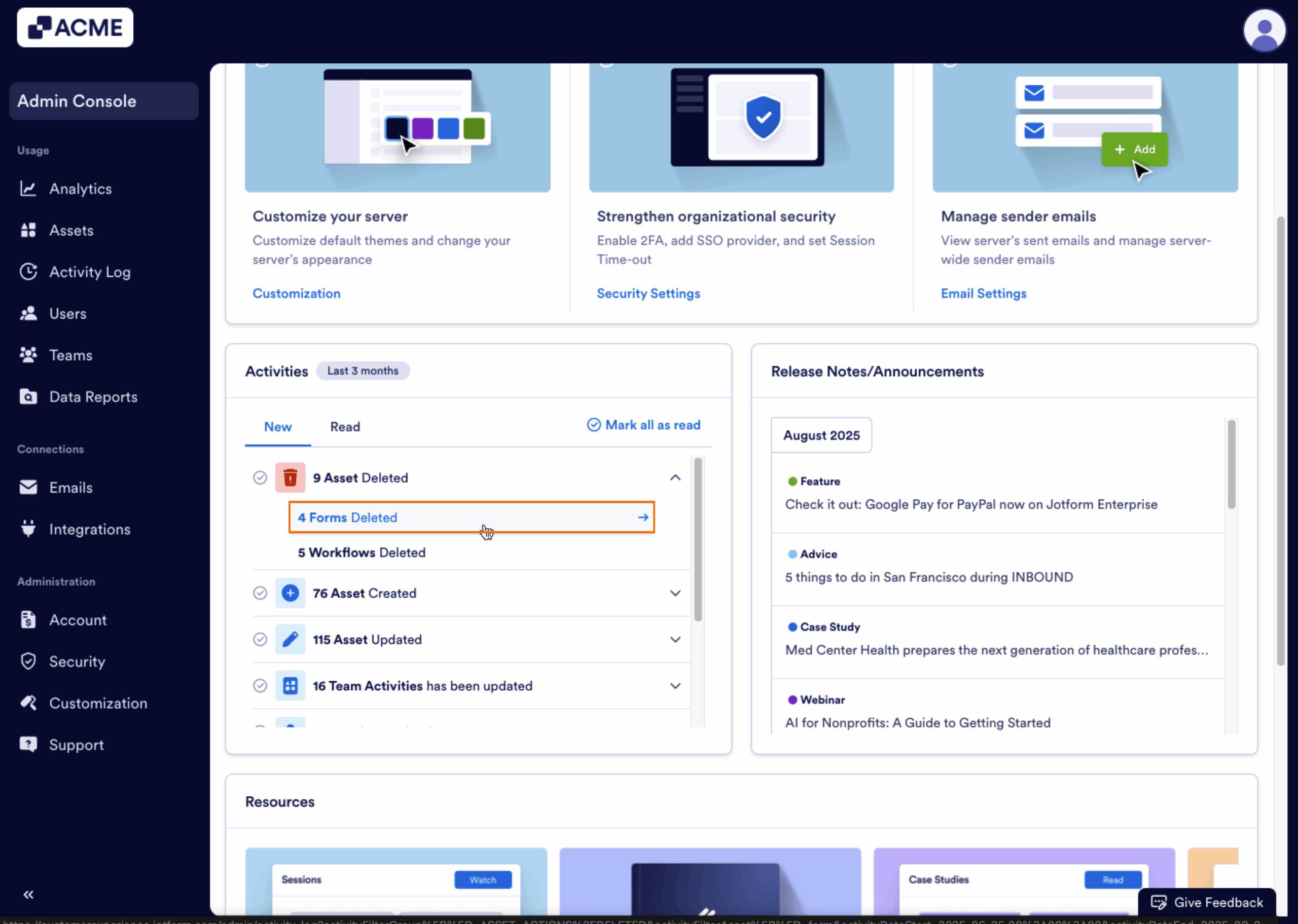 How to Access Highlighted Activities in Your Organization from the Admin Console Image-3