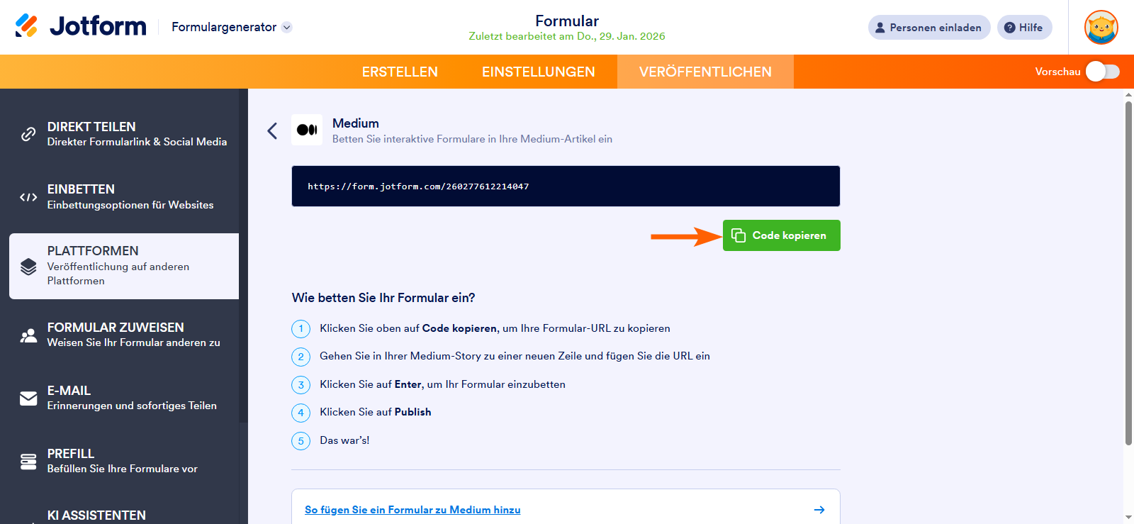 So betten Sie ein Formular in einen Medium-Artikel ein Image-2